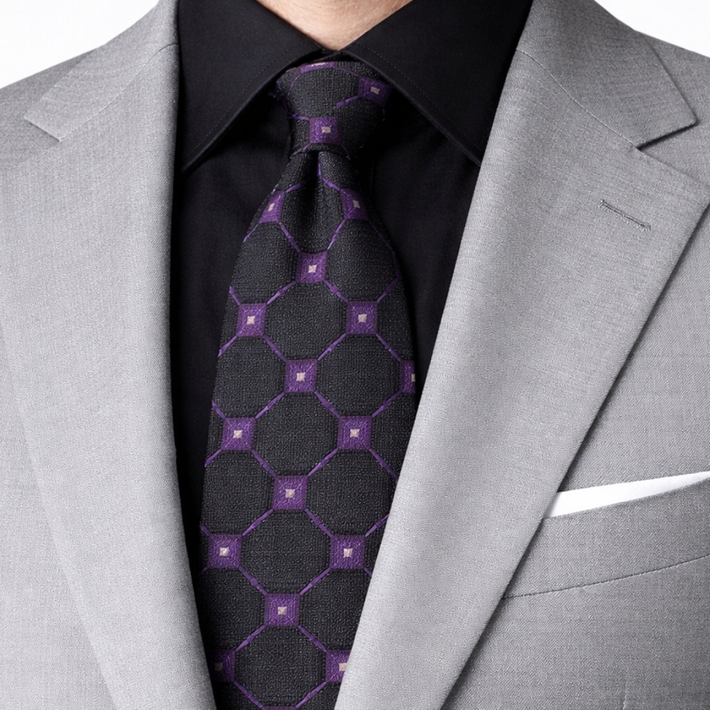 Tommy Hilfiger Black and Purple Men's Neck Tie One Size